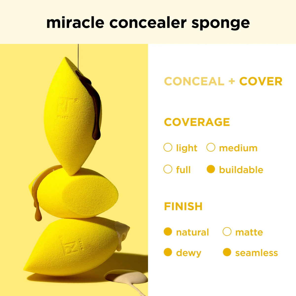 Bộ 2 Miếng Mút Che Khuyết Điểm RT Real Techniques Miracle Concealer Sponge Duo 0093